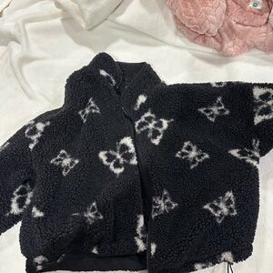 Cropped zip up butterfly sweatshirt